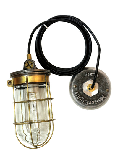 brass wire cage cord pendant light