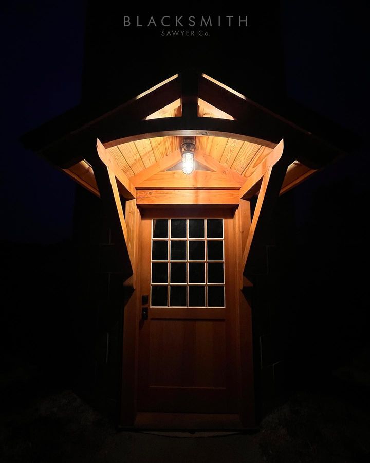 rustic wood front porch light