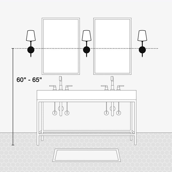 height to install mirror side lights