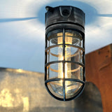 caged ceiling light industrial nautical style