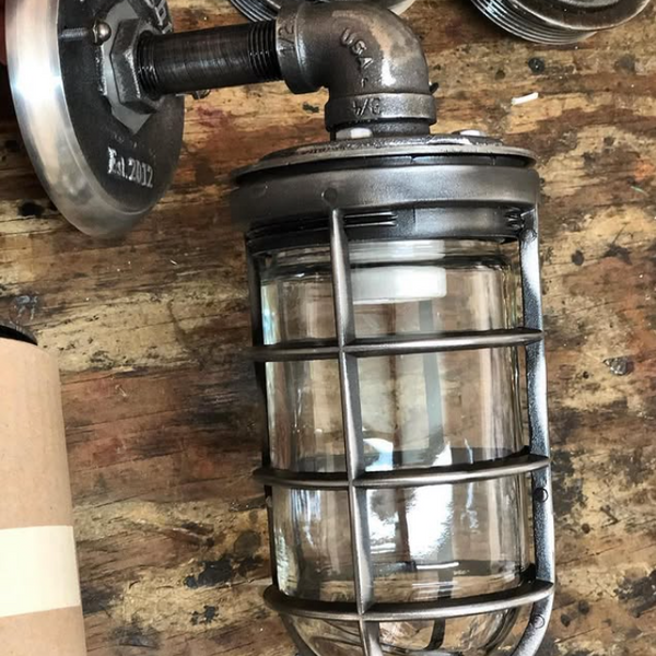 industrial wall sconce antiqued 