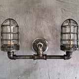 2 metal cage wall light fixture industrial water pipe