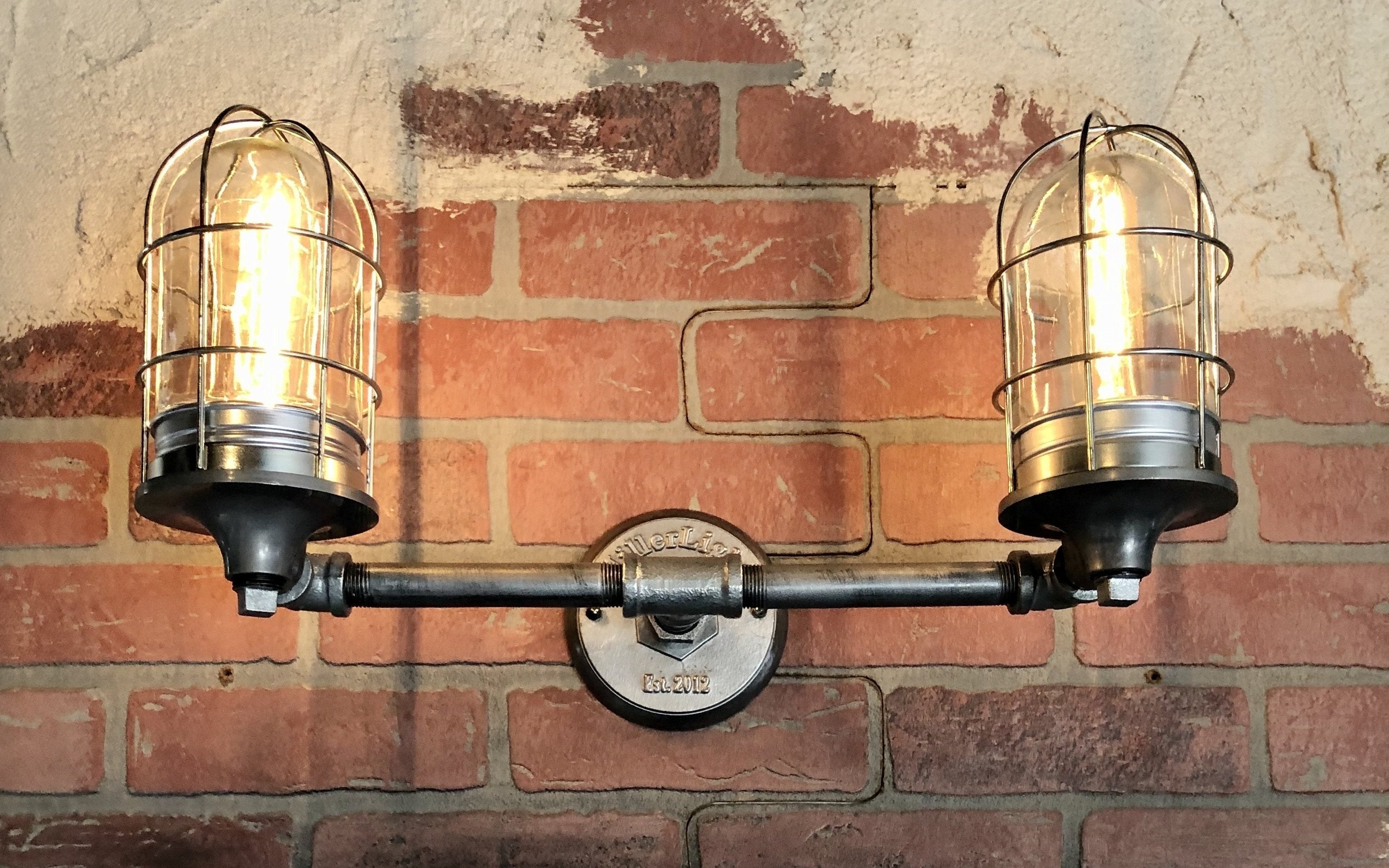 industrial wall light with galanized pipe