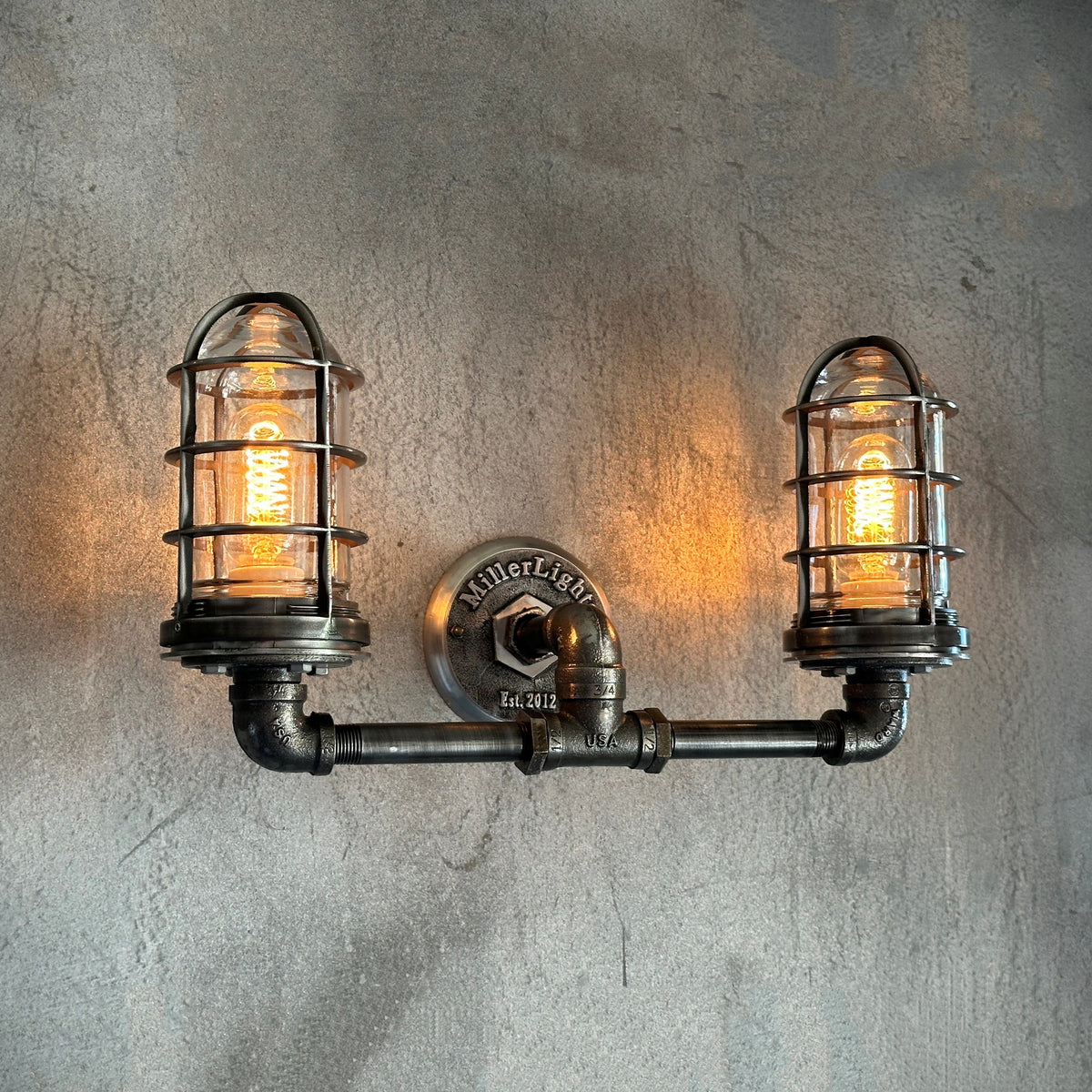 Double Sconce Iron Pipe Light - The Ironforge