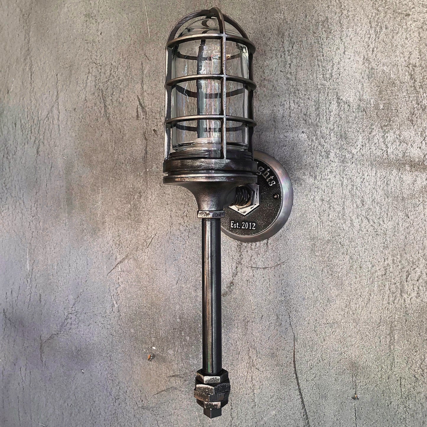 dark metal wall light torch style 